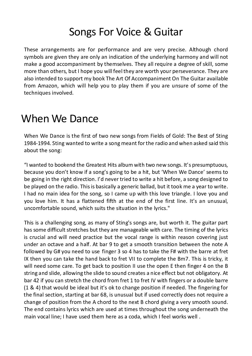 When We Dance, Sting, for voice and guitar - Image 2
